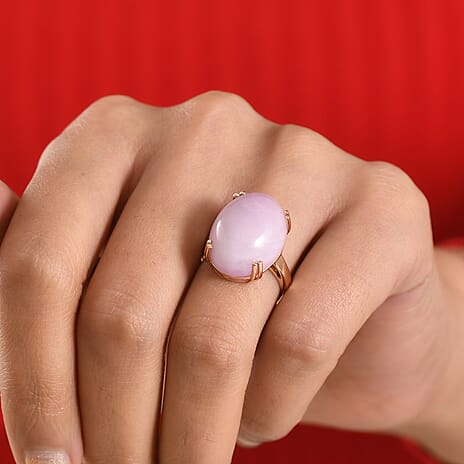Natural Galileia Kunzite Ring in Rose Gold Plated Sterling Silver 22.75 Ct.