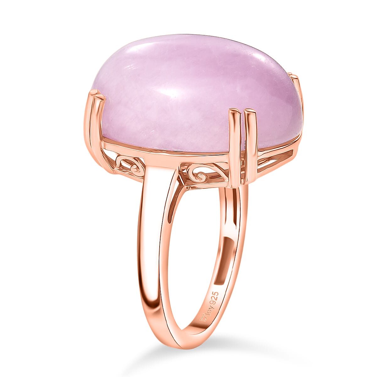 Valentine Special- Natural  Galileia Kunzite Ring in Rose Gold Plated Sterling Silver 22.75 Ct.