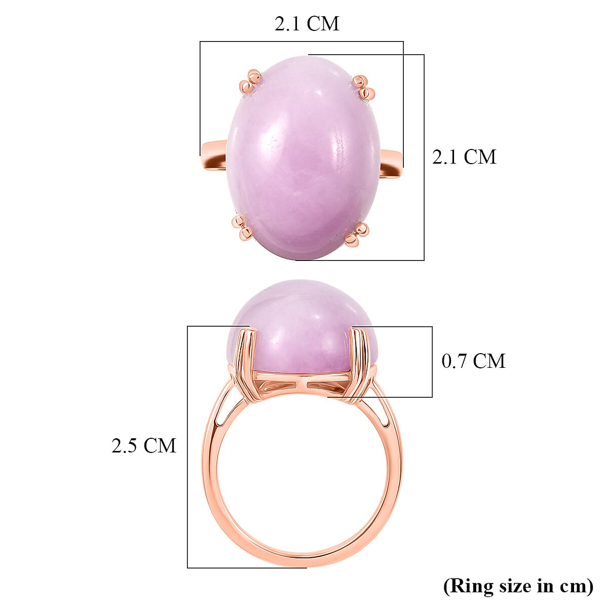 Valentine Special- Natural  Galileia Kunzite Ring in Rose Gold Plated Sterling Silver 22.75 Ct.
