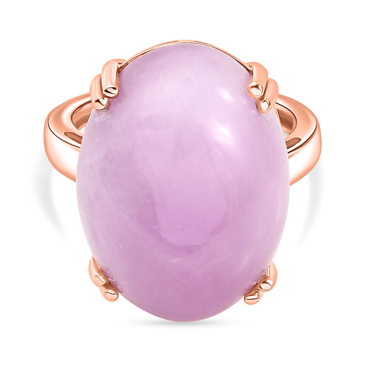 Natural Galileia Kunzite Solitaire Ring in Rose Gold Plated Sterling Silver 22.75 Ct.