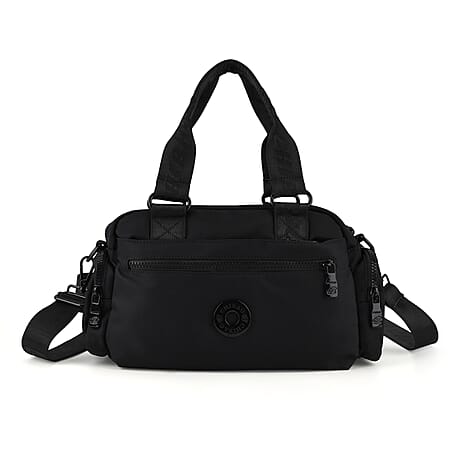 BRAND NEW - Water - Resistant Multi-Zip Pocket Shoulder Utility Bag with Detachable Crossbody Strap - Black