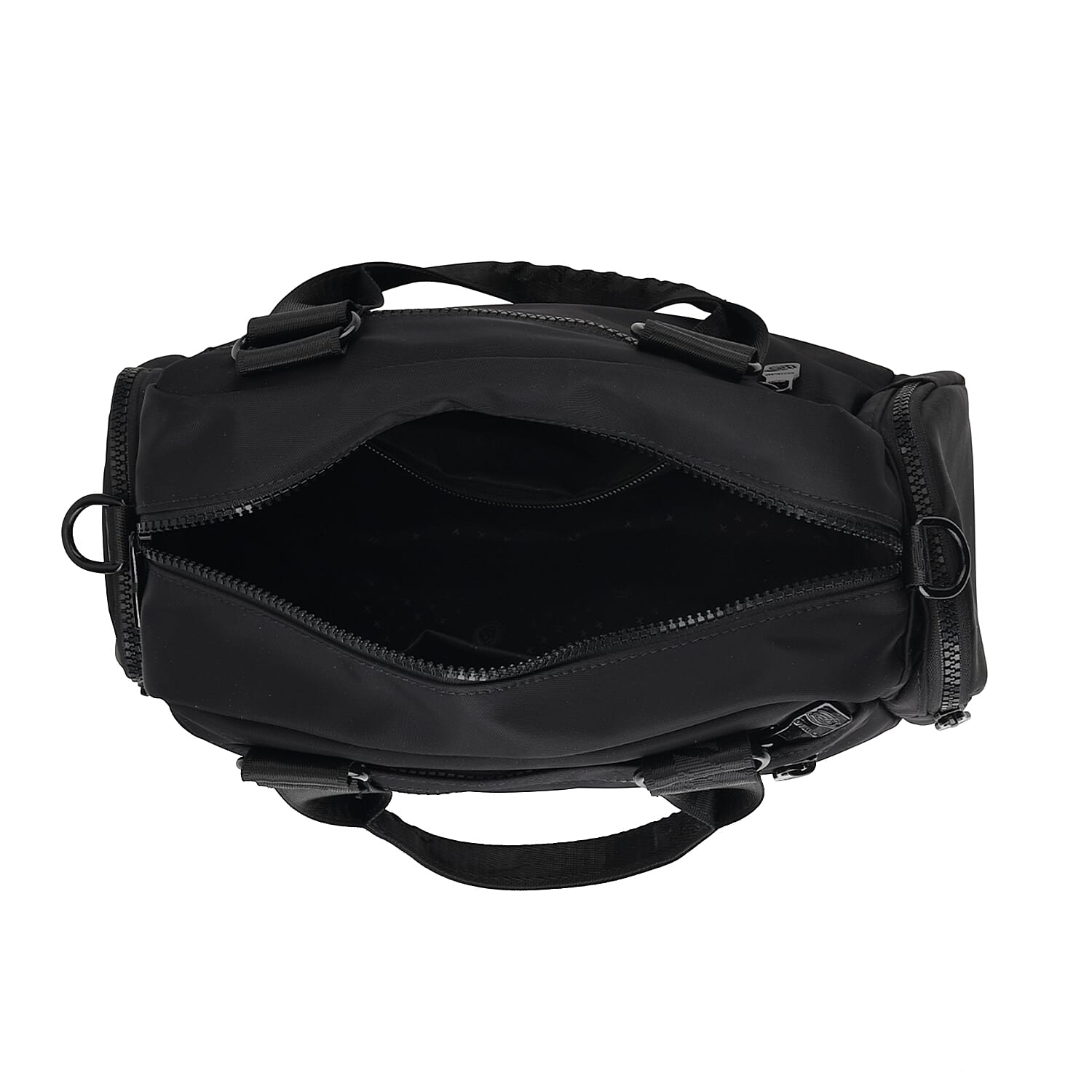 BRAND NEW - Water - Resistant Multi-Zip Pocket Shoulder Utility Bag with Detachable Crossbody Strap - Black