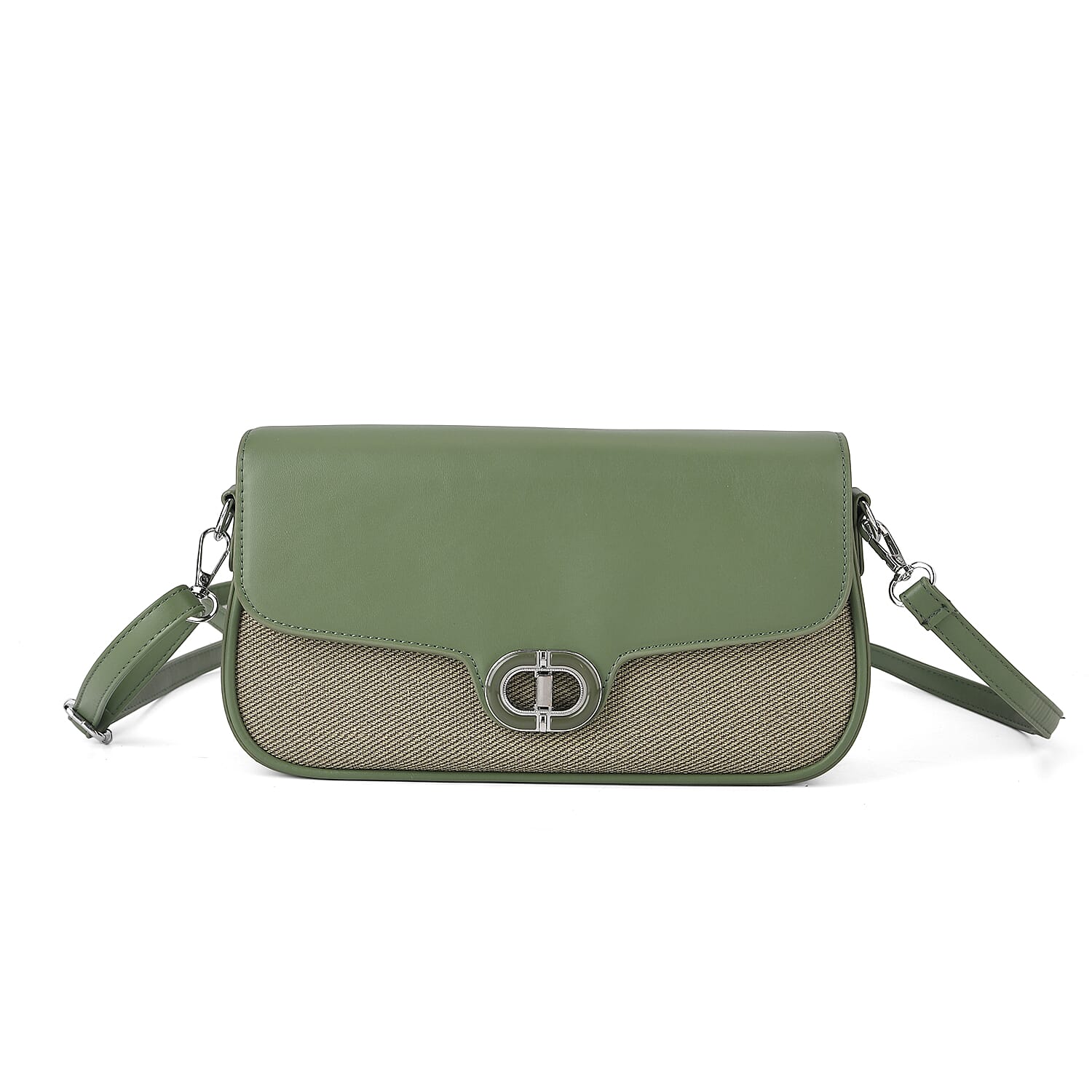 Designer Inspired - Convertible Dual-Strap Convertible Baguette Crossbody & Shoulder Bag - Basil Green