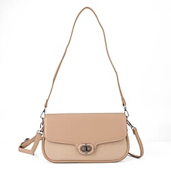 Designer Inspired - Convertible Dual-Strap Convertible Baguette Crossbody & Shoulder Bag - Camel
