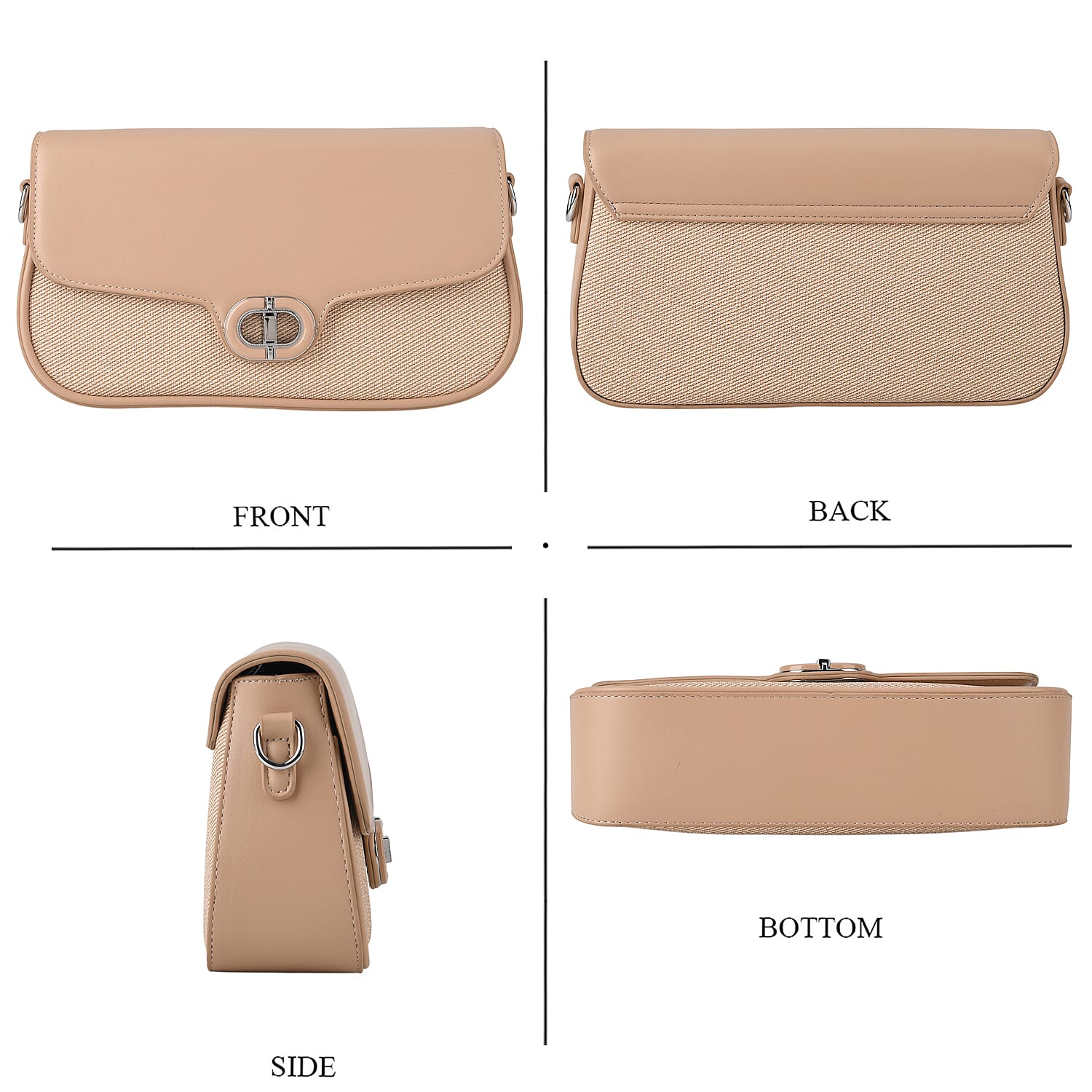 Designer Inspired - Convertible Dual-Strap Convertible Baguette Crossbody & Shoulder Bag - Camel