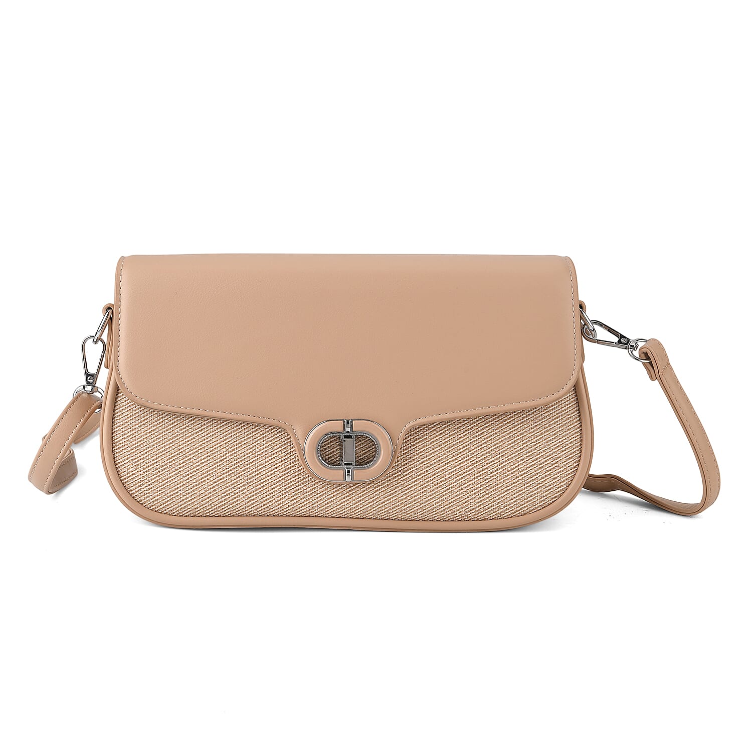 Designer Inspired - Convertible Dual-Strap Convertible Baguette Crossbody & Shoulder Bag - Camel