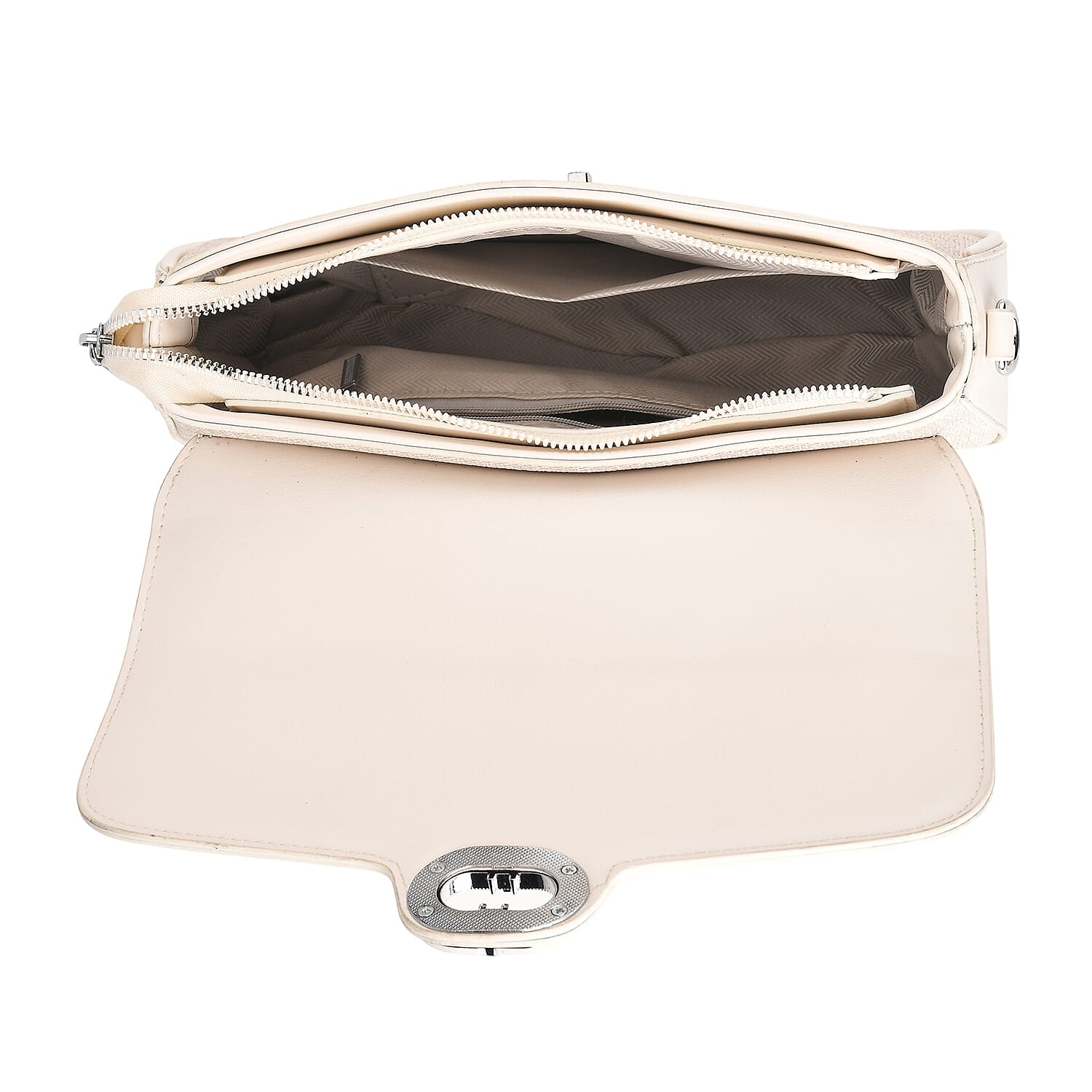 Designer Inspired - Convertible Dual-Strap Convertible Baguette Crossbody & Shoulder Bag - Off White