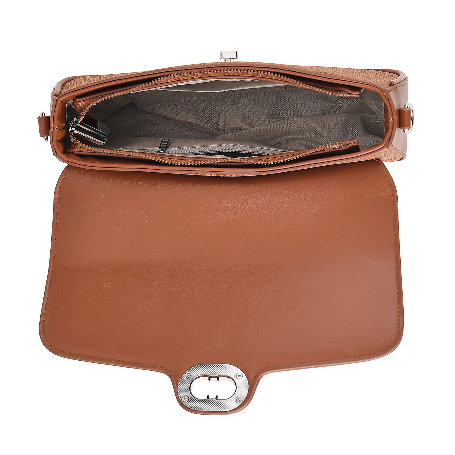 Designer Inspired - Convertible Dual-Strap Convertible Baguette Crossbody & Shoulder Bag - Brown