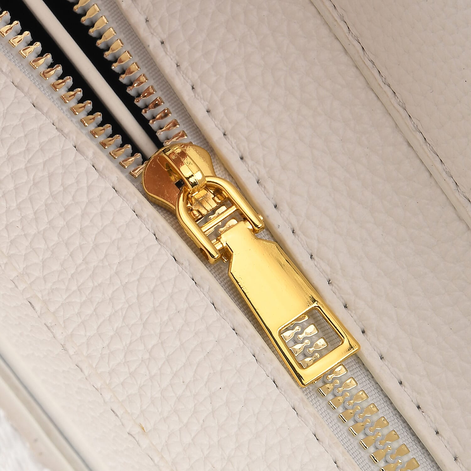 Designer-Inspired Structured Handbag with Crossbody Strap - White