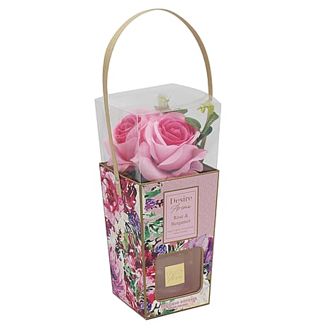 Rose and Bergamot Reed Diffuser with Faux Flower Gift Pack