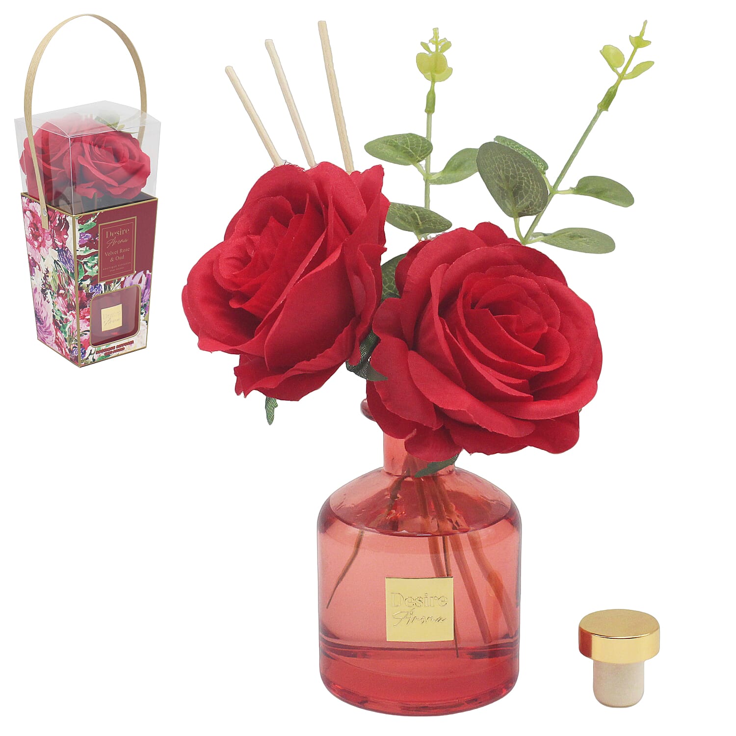Oud and Velvet Rose Reed Diffuser with Faux Flower Gift Pack