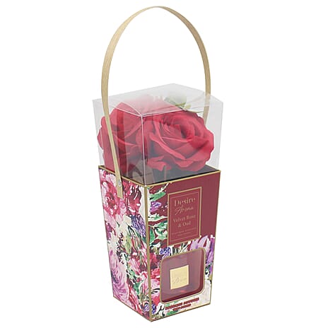 Oud and Velvet Rose Reed Diffuser with Faux Flower Gift Pack
