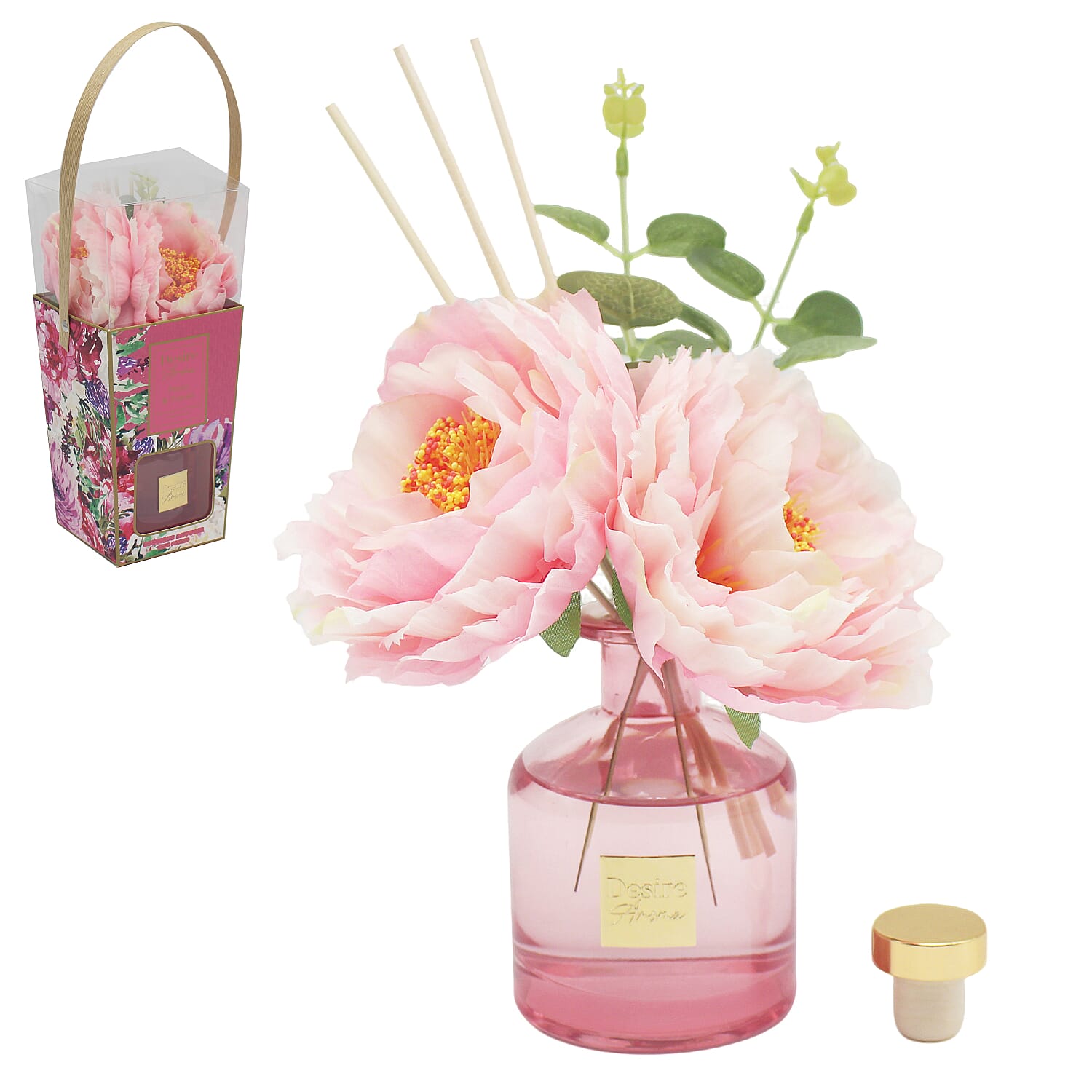 Peony and Freesia Reed Diffuser with Faux Flower Gift Set
