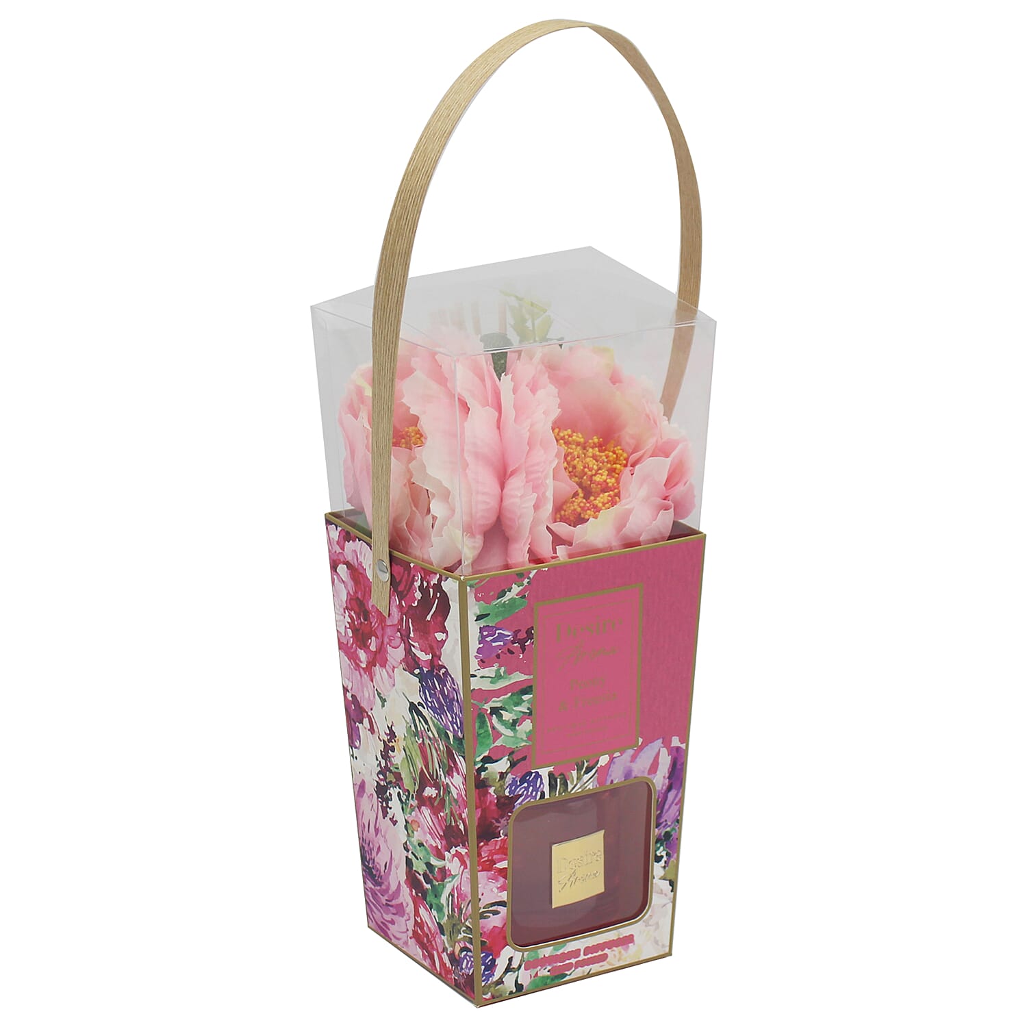 Peony and Freesia Reed Diffuser with Faux Flower Gift Set