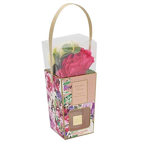 Blush Suede and Peony Reed Diffuser with Faux Flower Gift Set - Green
