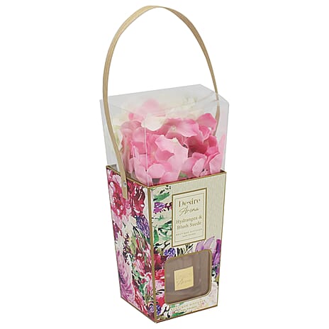 Hydrangea & Blush Suede Reed Diffuser with Faux Flower Gift Set - Off-White