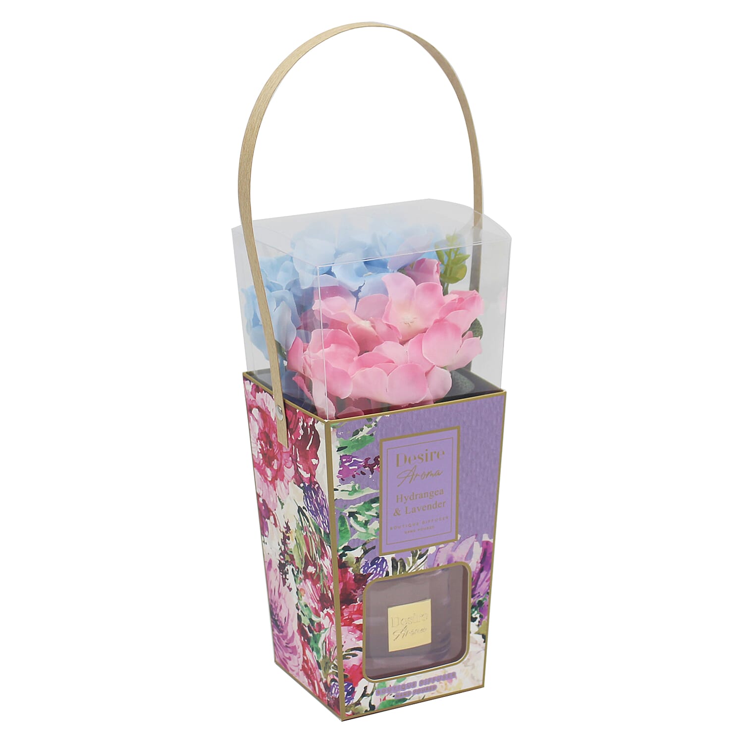 Hydrangea and Lavender Reed Diffuser with Faux Flower Gift Set - Blue