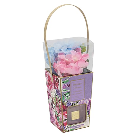 Hydrangea and Lavender Reed Diffuser with Faux Flower Gift Set - Blue
