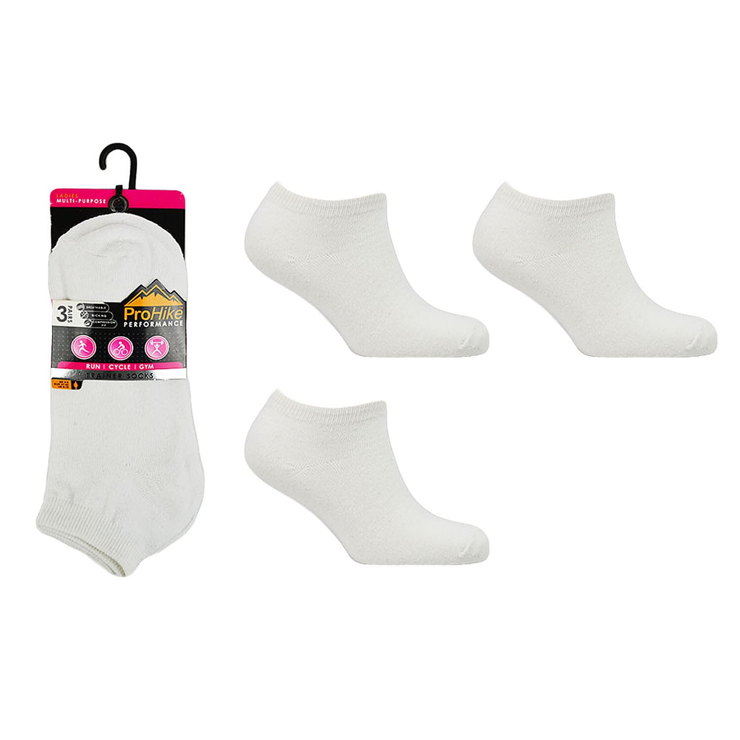 Ladies 6-Pack Ankle Liner Trainer Socks (UK 4-8) - Black & White