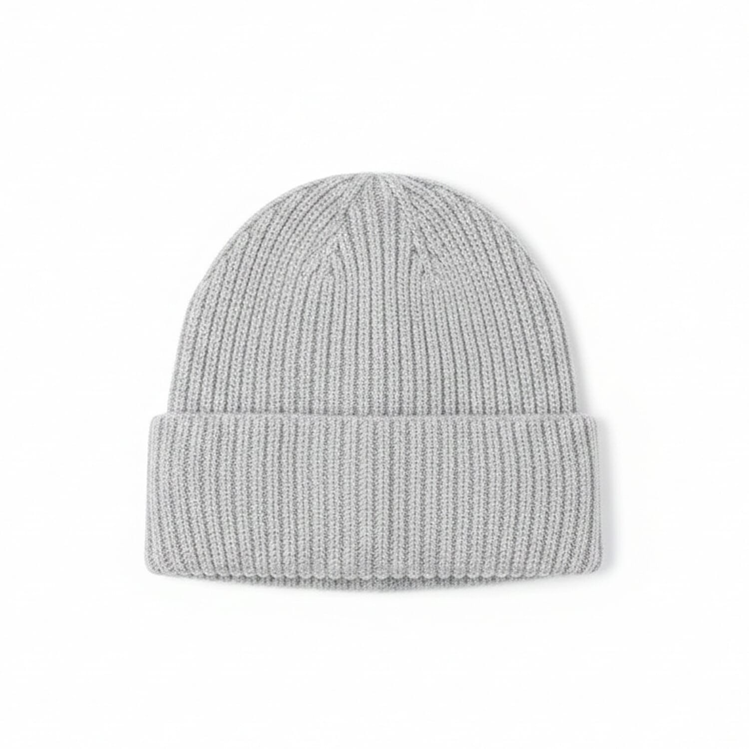 Ribbed Cuff Winter Beanie Hat (One Size) - Grey