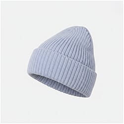 Ribbed Cuff Winter Beanie Hat (One Size) - Purple