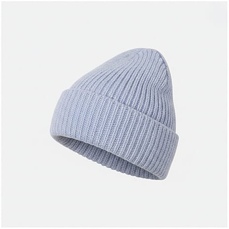 Ribbed Cuff Winter Beanie Hat (One Size) - Sky Blue