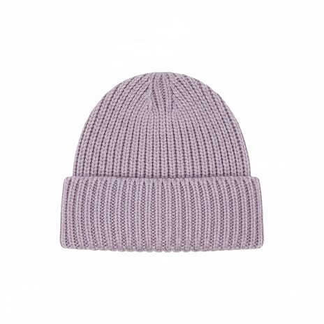 Ribbed Cuff Winter Beanie Hat (One Size) - Purple