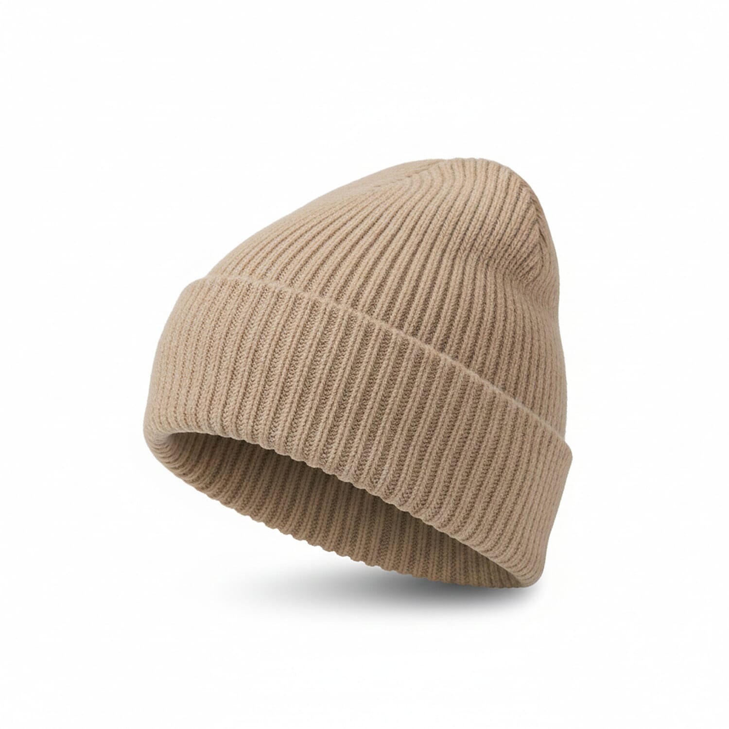 Ribbed Cuff Winter Beanie Hat (One Size) - Sand