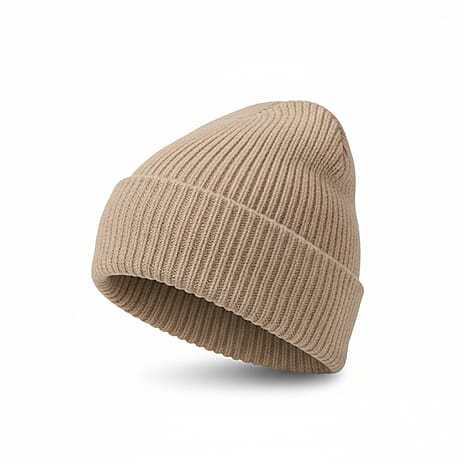 Ribbed Cuff Winter Beanie Hat (One Size) - Sand