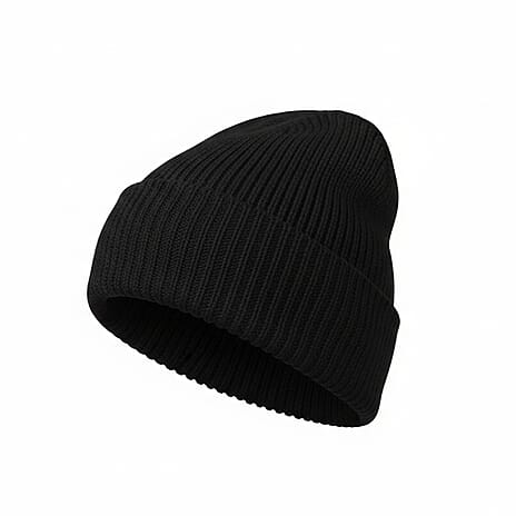 Ribbed Cuff Winter Beanie Hat (One Size) - Black