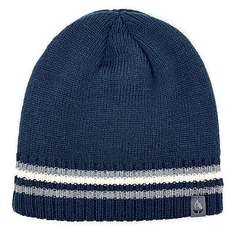 Heat Machine Thermal Striped Rim Winter Beanie Hat & Glove Set (Size 60-61cm) - Dark Navy