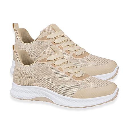 Ladies Maureen Breathable Mesh Lace Up Shoes (Size 4) - Stone