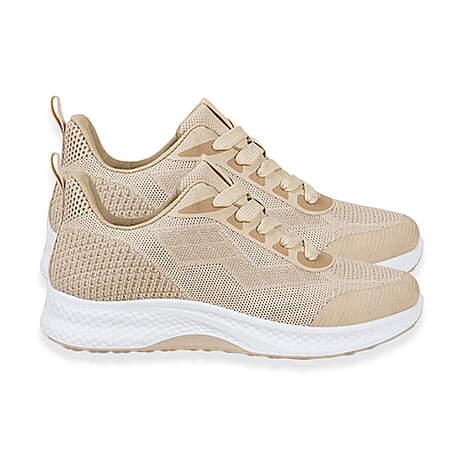 Ladies Maureen Breathable Mesh Lace Up Shoes (Size 4) - Stone