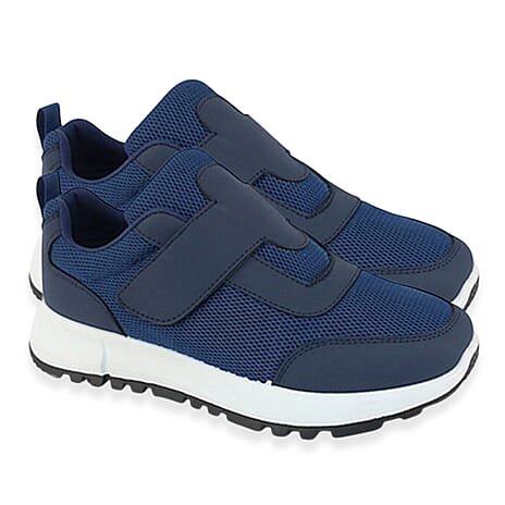 Ladies Avery Comfort Trainers With Adjustable Easy Close Strap (Size 4) - Blue