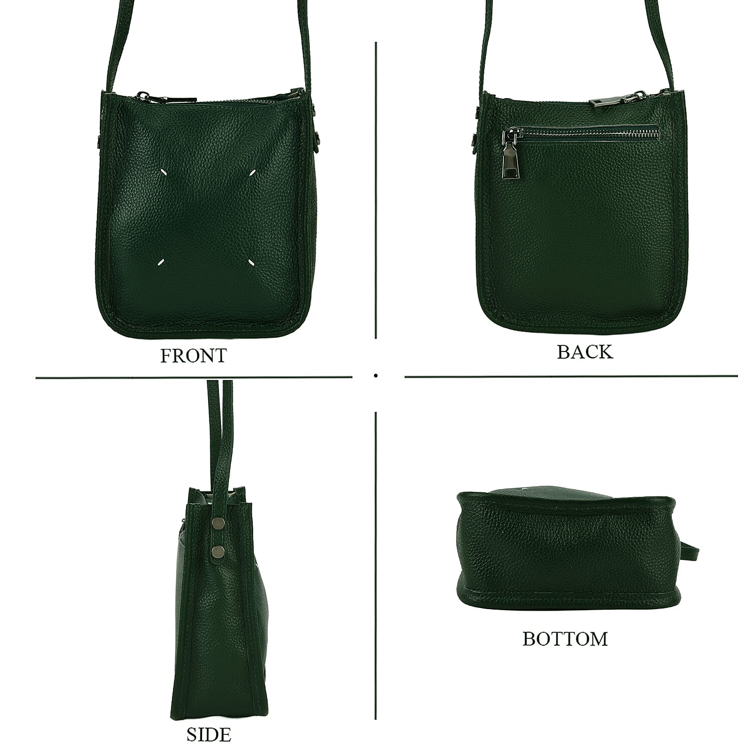 Genuine Leather Crossbody Bag - Green