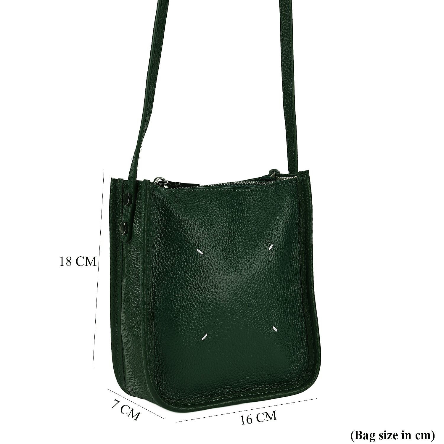 Genuine Leather Crossbody Bag - Green