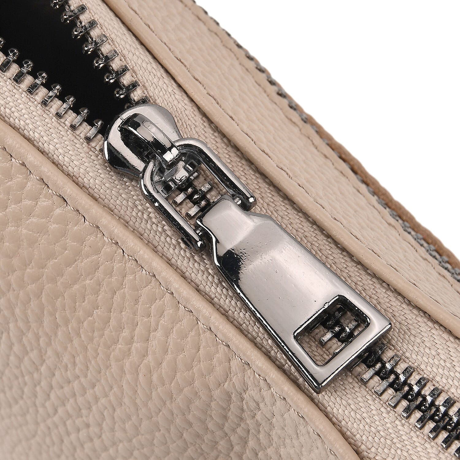 Genuine Leather Crossbody Bag - Apricot
