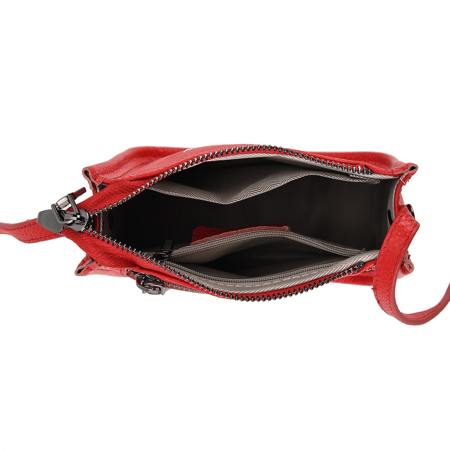 Genuine Leather Crossbody Bag - Red
