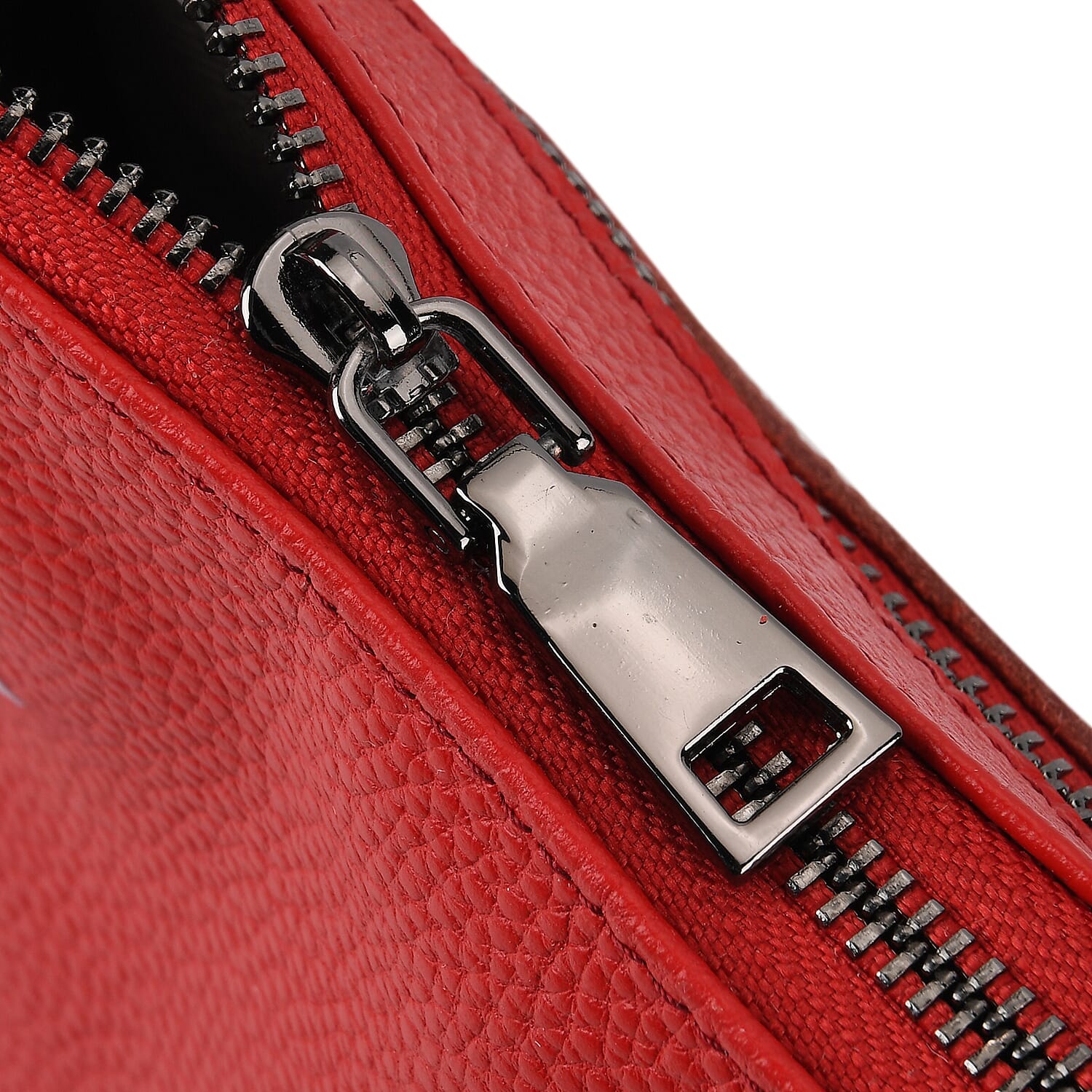 Genuine Leather Crossbody Bag - Red