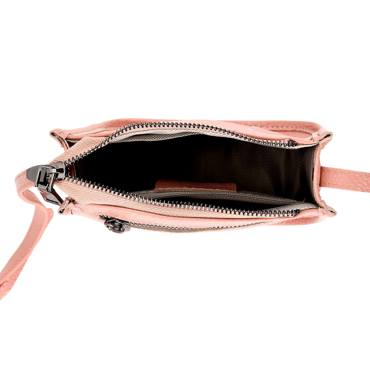 Genuine Leather Crossbody Bag - Peach