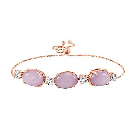 D'Joy Natural Kunzite & Golconda Topaz Station Bracelet (Size - 7.5  Adjustable) in Rose Gold Plated Sterling Silver 22.39 Ct.