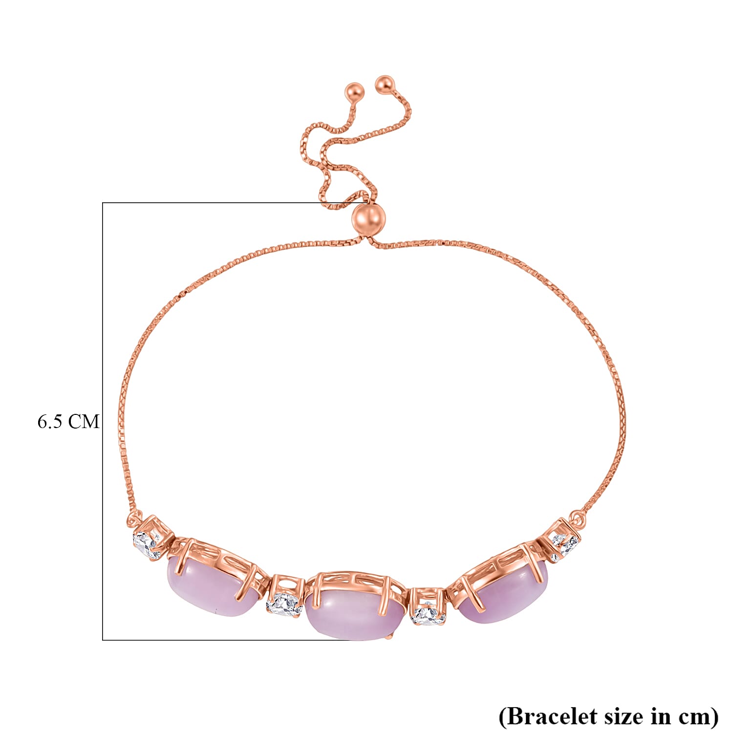 D'Joy Natural Kunzite & Golconda Topaz Station Bracelet (Size - 7.5  Adjustable) in Rose Gold Plated Sterling Silver 22.39 Ct.