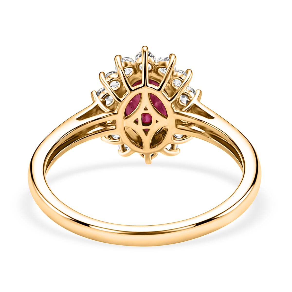 OTO-D'Joy AAA African Ruby & White Zircon Ring in Yellow Gold Plated Sterling Silver 2.70 Ct.