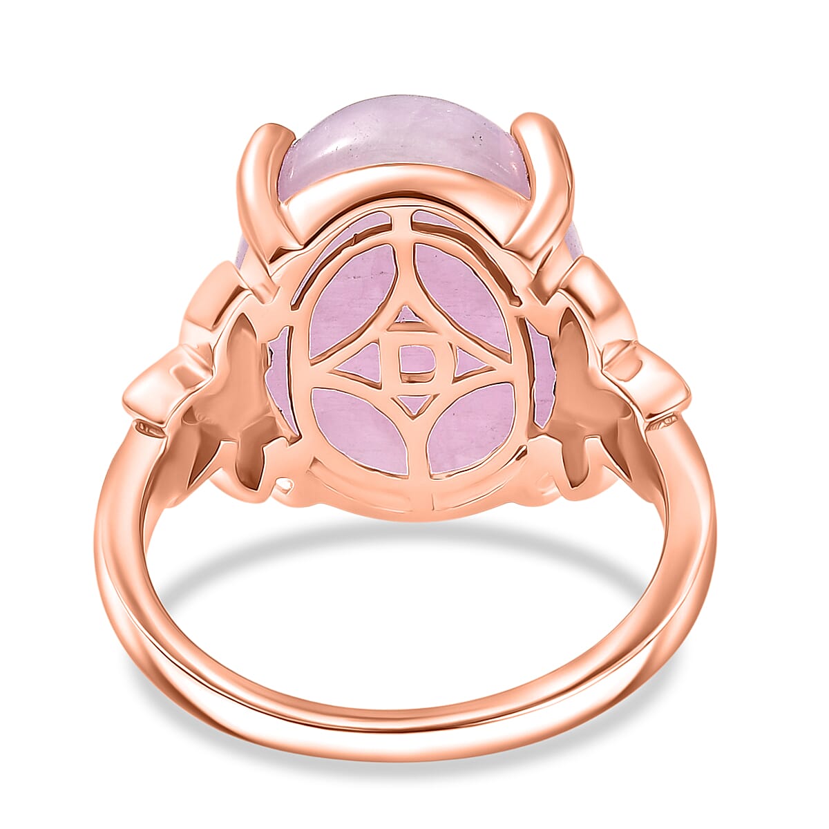 D'Joy Natural Kunzite Oval Cut Solitaire Ring in Rose Gold Plated Sterling Silver 11.24 Ct.