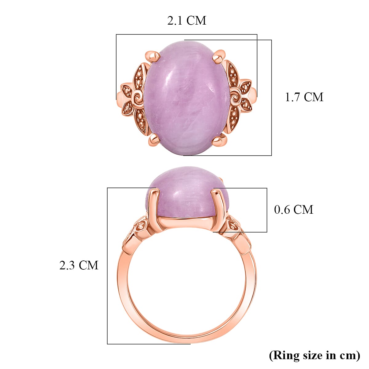 D'Joy Natural Kunzite Oval Cut Solitaire Ring in Rose Gold Plated Sterling Silver 11.24 Ct.
