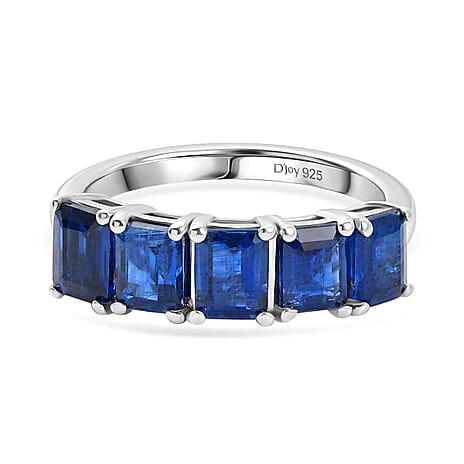 D'Joy AAA Natural Kashmir Kyanite 5 Stone Ring in Platinum Overlay Sterling Silver 2.44 Ct.