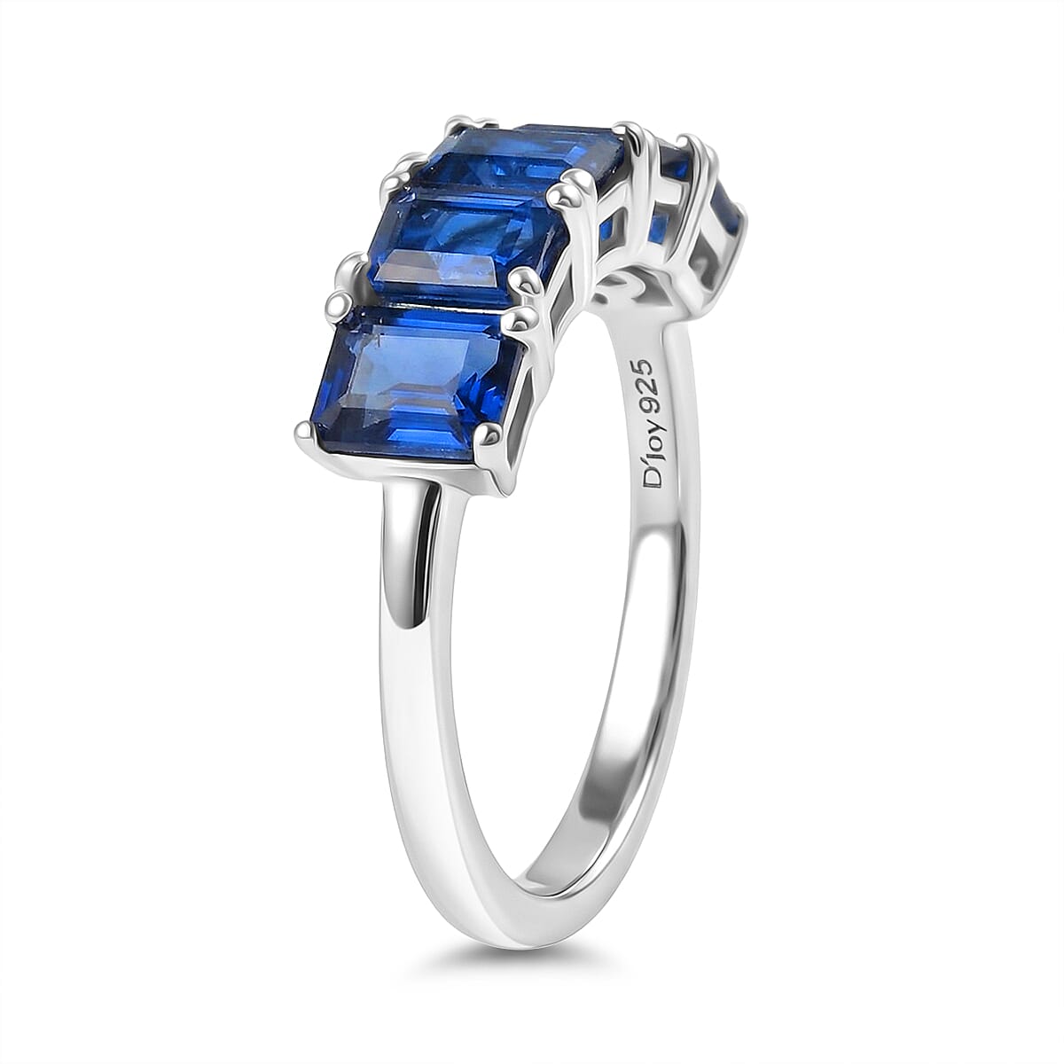 D'Joy AAA Natural Kashmir Kyanite 5 Stone Ring in Platinum Overlay Sterling Silver 2.44 Ct.