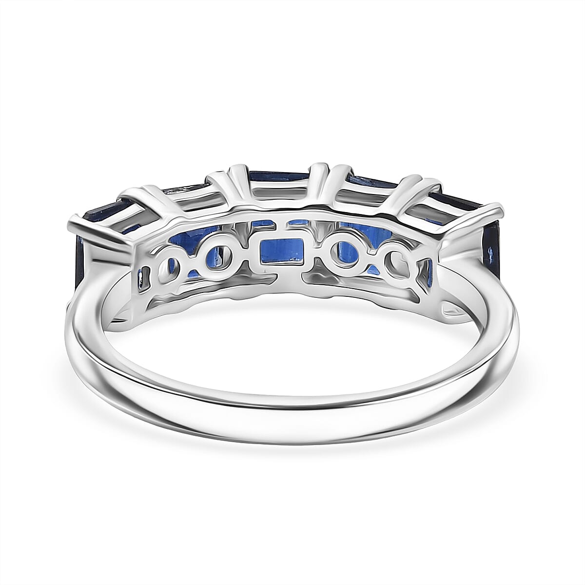 D'Joy AAA Natural Kashmir Kyanite 5 Stone Ring in Platinum Overlay Sterling Silver 2.44 Ct.