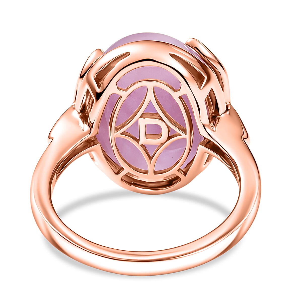 D'Joy Natural Kunzite Oval Cut Solitaire Ring in Rose Gold Plated Sterling Silver 12.06 Ct.