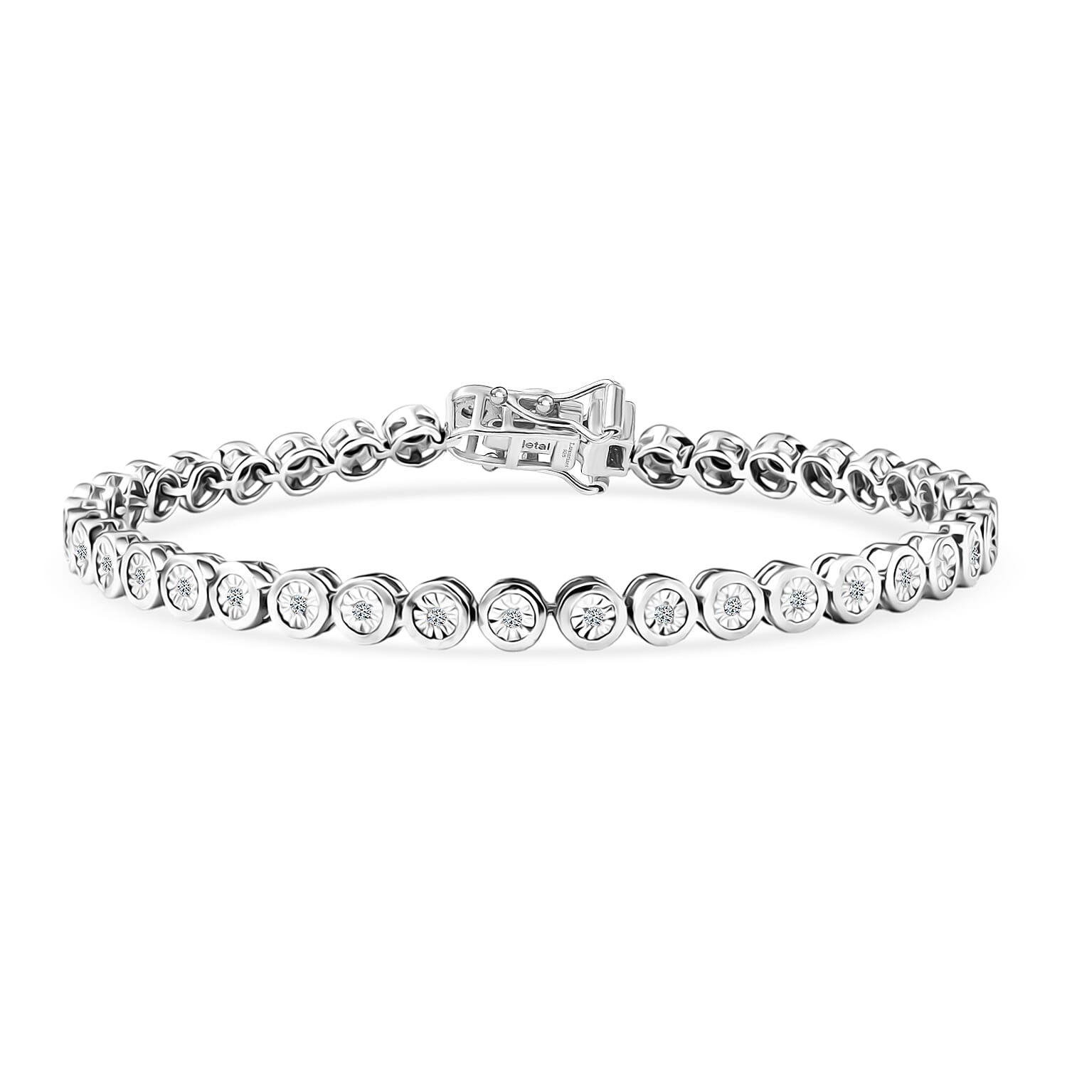 Luxuriant SI-G-H Lab Grown Diamond Tennis Bracelet (Size - 7) with GB Lock Box in Rhodium Overlay Sterling Silver, Silver Wt. 12.55 Gms